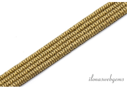 Hematiet kralen mat goud discs ca. 4x1.5mm