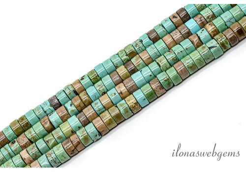 Turquoise Howliet kralen Heishi ca. 6x3mm