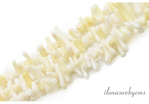 Koraal takjes geel met wit ca. 12x4mm