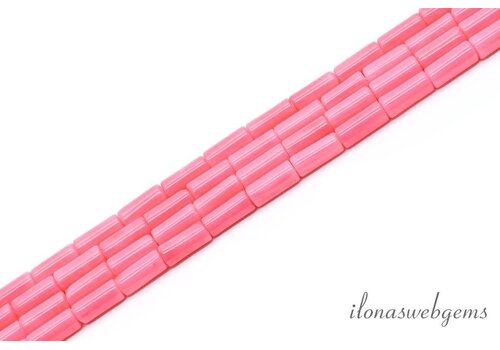 Koraal kralen roze cilinder ca. 7x3mm