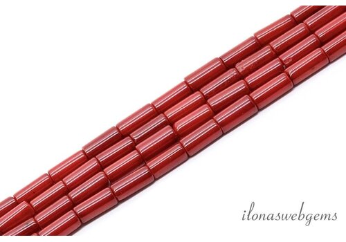 Koraal kralen rood cilinder ca. 7x3mm