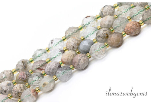 Gartenkristall / Lodolith-Perlen, facettiert, ca. 9 x 8 mm