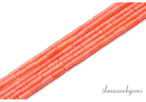 Koraal kralen oranje cilinder ca. 7x3mm
