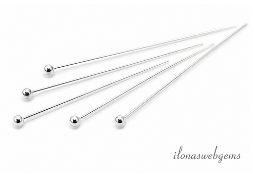Premium silver plated nietstift met bolletje ca. 0.5x40mm