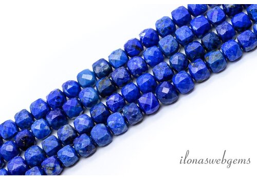 Facettierter Lapislazuli-Würfel, ca. 6 x 6 mm, AA-Qualität