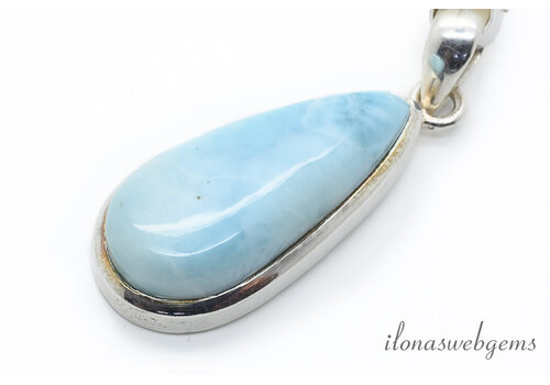 Sterling zilveren Larimar hanger ca. 33x14x8mm
