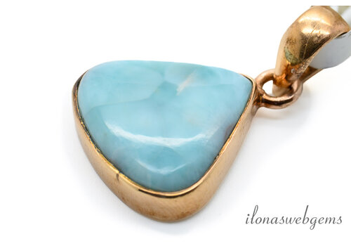 Larimar-Anhänger aus rosa Vermeil, ca. 22 x 18 x 6 mm