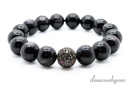 Hypersteen armband met kraal Diamant met Robijn