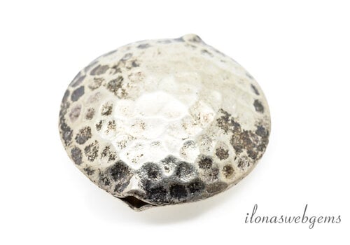 Hammered sterling silver Hill tribe bead approx. 25x25x10mm