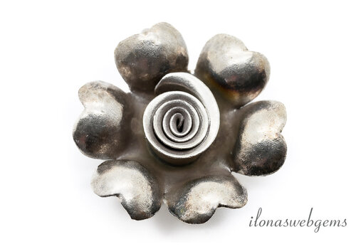 Sterling zilveren Hill tribe hanger bloem ca. 24x7mm
