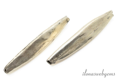 Sterling zilveren Hill tribe kraal langwerpig ca. 40x7mm