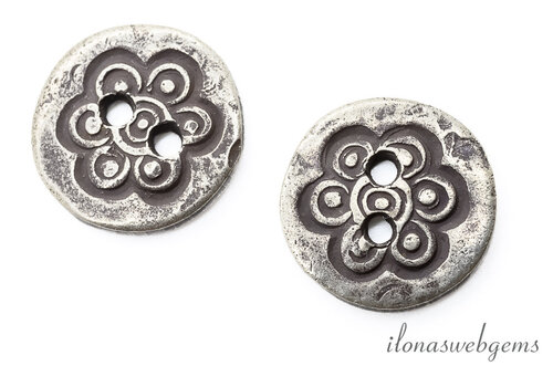 Sterling silver Hill tribe button/bead approx. 13x2mm