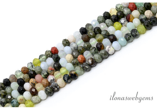 Edelsteen mix facet rondel ca. 3x4mm
