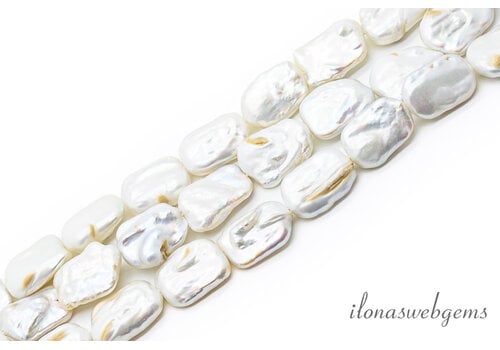 Biwa coin Pearls rectangle white approx. 17x12x6mm