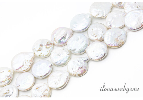 Biwa coin White pearls approx. 18x6mm