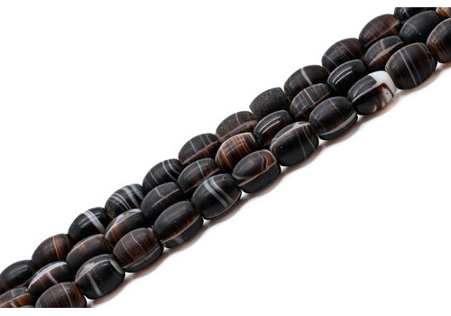 Streep Agaat  kralen tonnetje ca. 12x10mm
