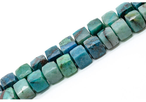 Chrysocolla kralen facet kubus ca. 8x8mm