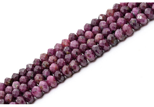 Robijn kralen facet rondel ca. 4x3mm AA-kwaliteit