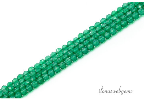 Grüne Onyxperlen, facettiert, rund, ca. 3 mm