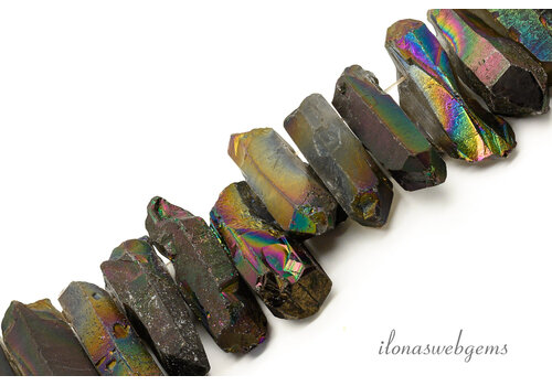 Bergkristal obelisken kralen electro plated ca. 36x10x8mm