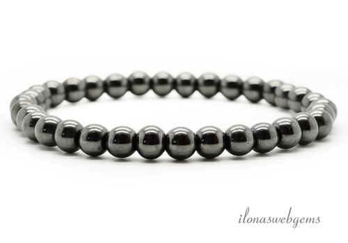 Hematite bead bracelet 6mm