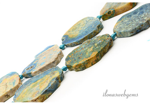 Fossil Jasper blue free shape approx. 42x35x8mm