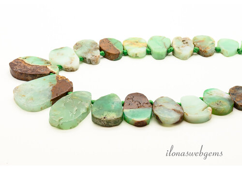 Chrysopraas kralen groen free shape ca. 20x26x6mm