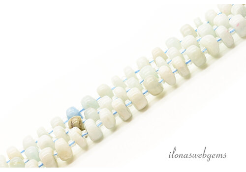 Aquamarine (Beryl) beads from Madagascar white-blue rondel approx. 5x8mm