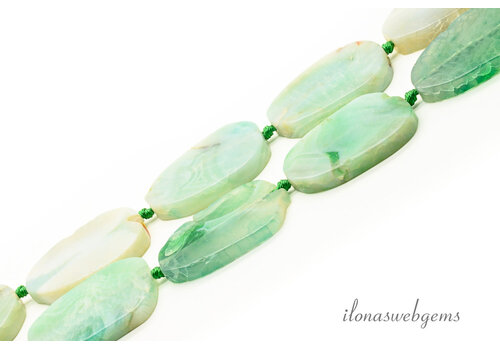 Green oval agate beads approx. 40x28x7mm