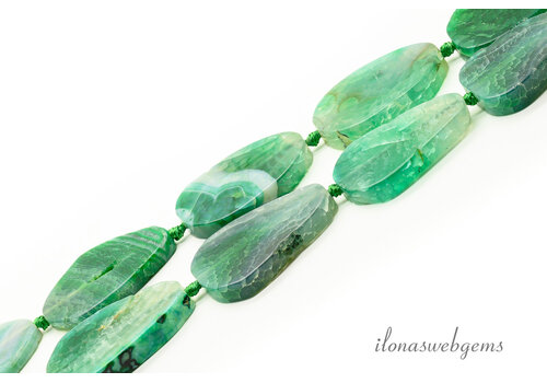 Grüne, ovale Achatperlen, ca. 40 x 28 x 7 mm