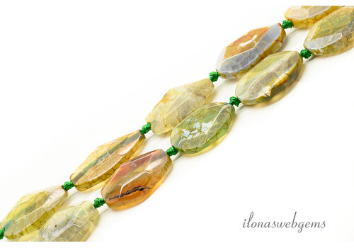 Agate beads brown-green mix approx. 35x25x10mm