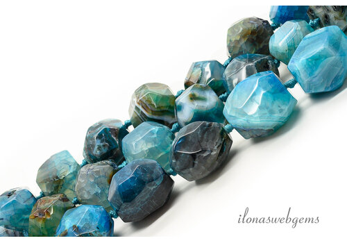 Agaat kralen blauw nugget ca. 20mm
