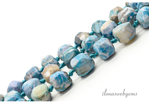 Agaat kralen blauw facet rond ca. 10 mm