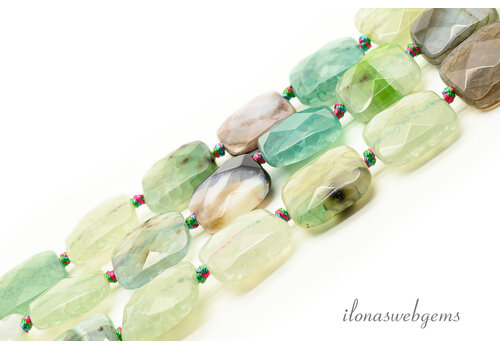 Agate beads, color mix, faceted, square, approx. 18x18x6mm