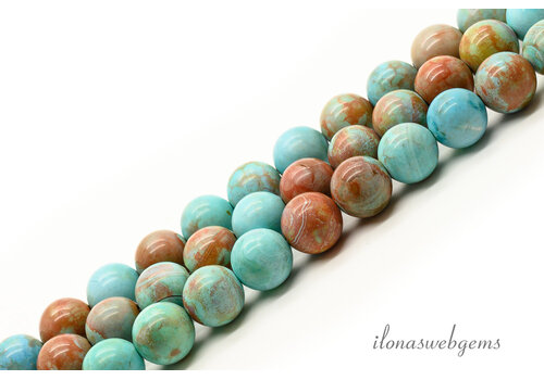 Agaat kralen blauw-bruin rond ca. 10mm