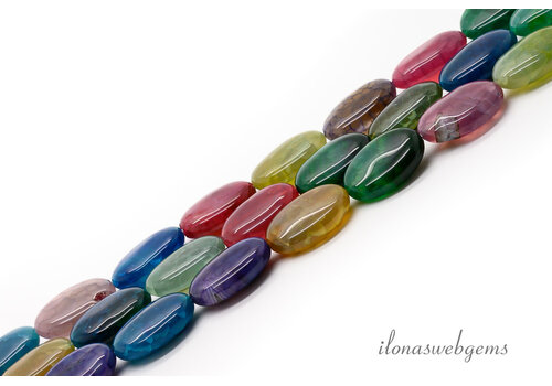 Agaat kralen kleurenmix ovaal ca. 20x7mm