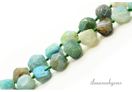 Agaat kralen blauw facet ca. 18mm