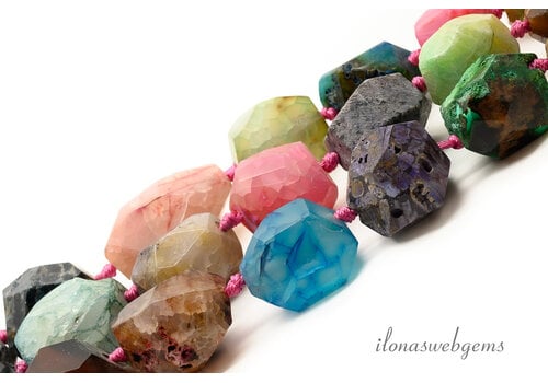 Agate beads, faceted color mix, approx. 15-25mm