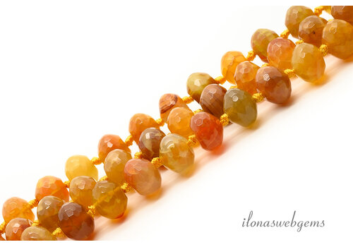 Achat-Rondelle, orangebraun, facettiert, ca. 10 x 14 mm