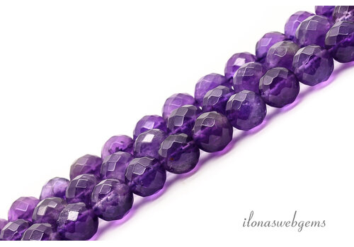 Amethyst beads large faceted round approx. 6mm AA-quality cut