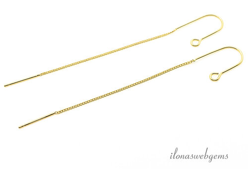 1 paar Premium gold plated doortrek oorhaakjes ca. 79x0.7mm