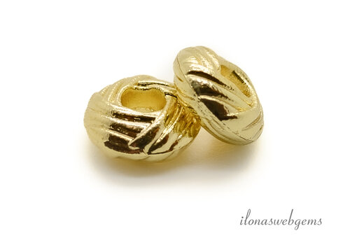 Premium gold plated ribbel kraal ca. 6x3mm