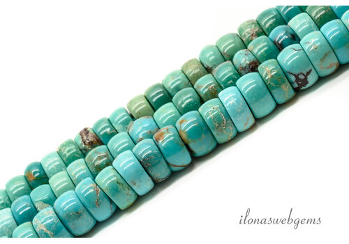 Turkoois Turquoise rondel kralen ca. 7x4mm