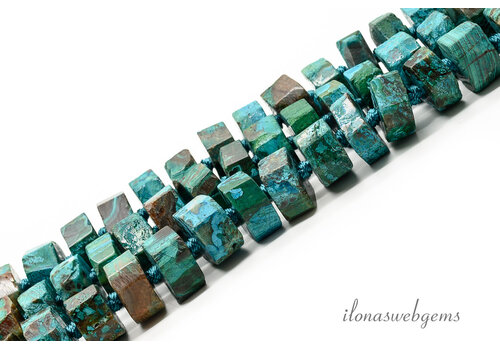 Agaat kralen Blauw groen ca. 14x7mm