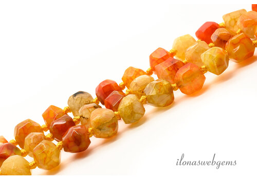 Agaat oranje facet rond ca. 10 tot 13mm
