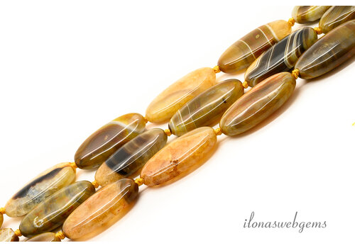 Agate beads brown oval approx. 40x21x10mm