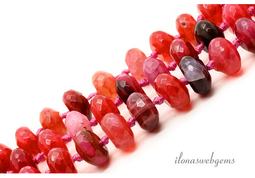 Agaat rood facet rondel ca. 14x8 mm