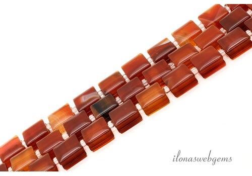 Red Agate/Carnelian square approx. 10x5.5mm