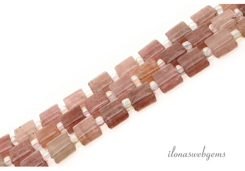 Strawberry Quartz square approx. 10x5.5mm