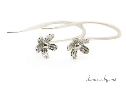 1 Paar Ohrhaken aus Sterlingsilber mit Blume